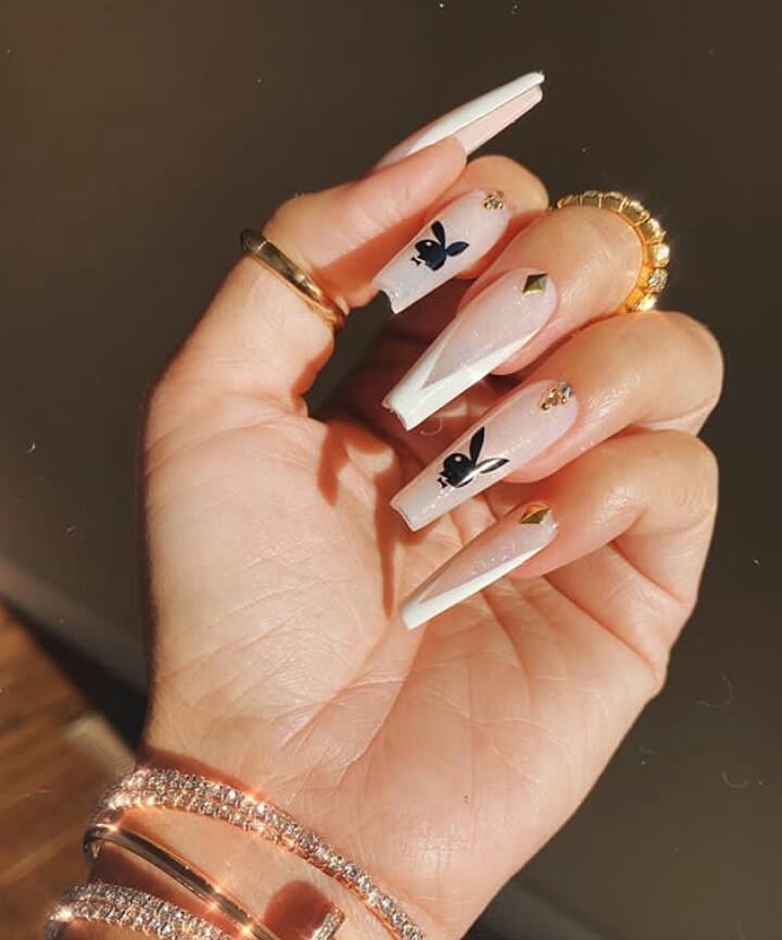 Clear Coffin Playboy Nails