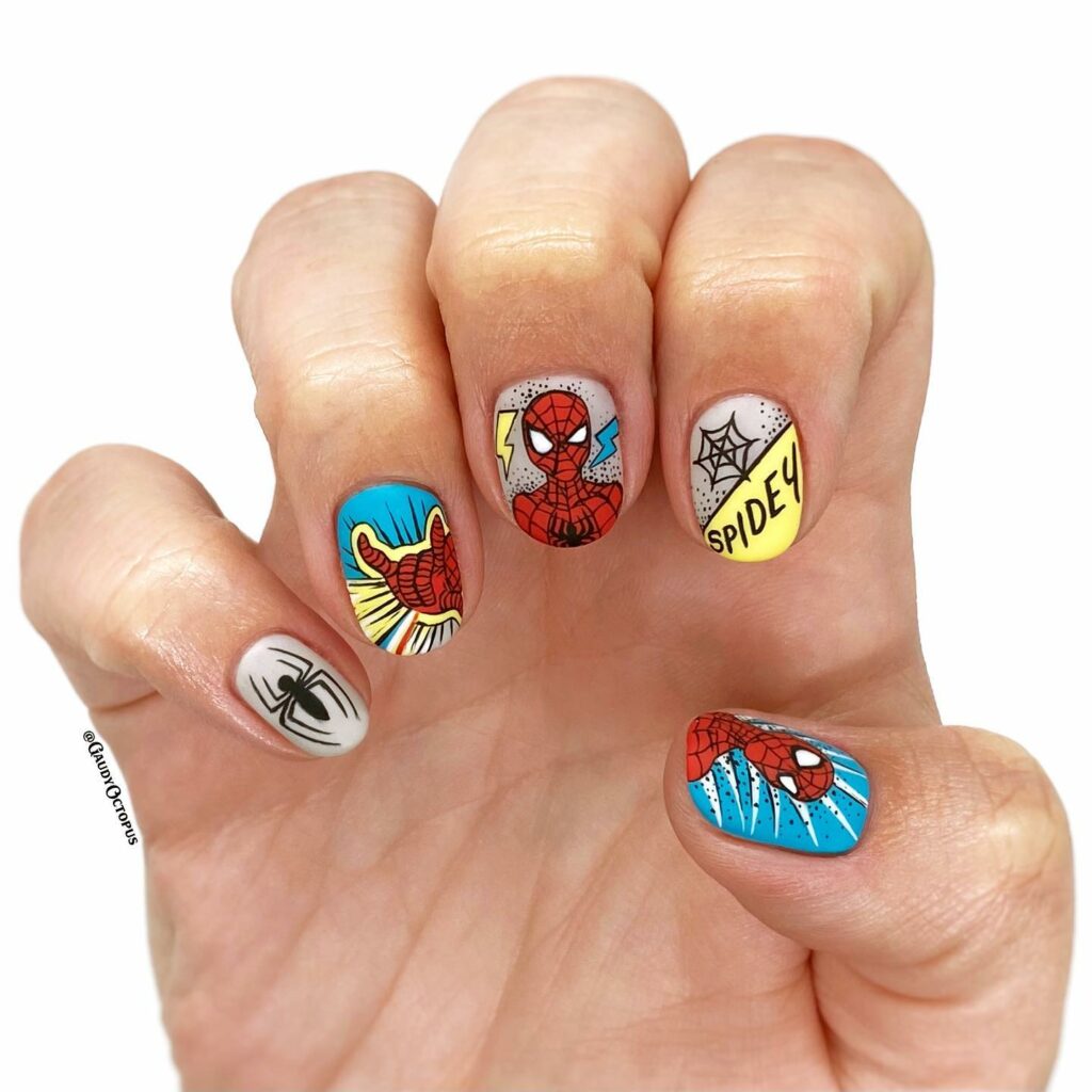 Comic Inspired Spiderman Nails