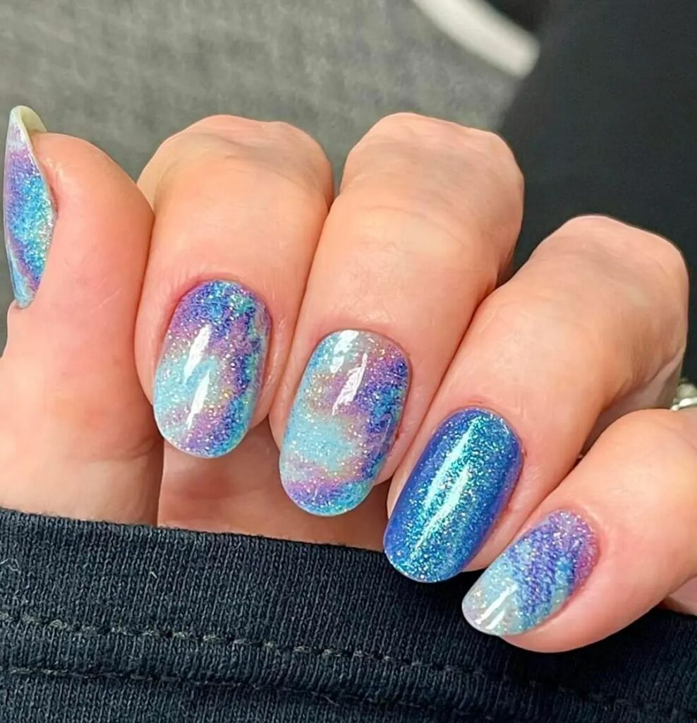 Cosmic Tie-Dye Nails