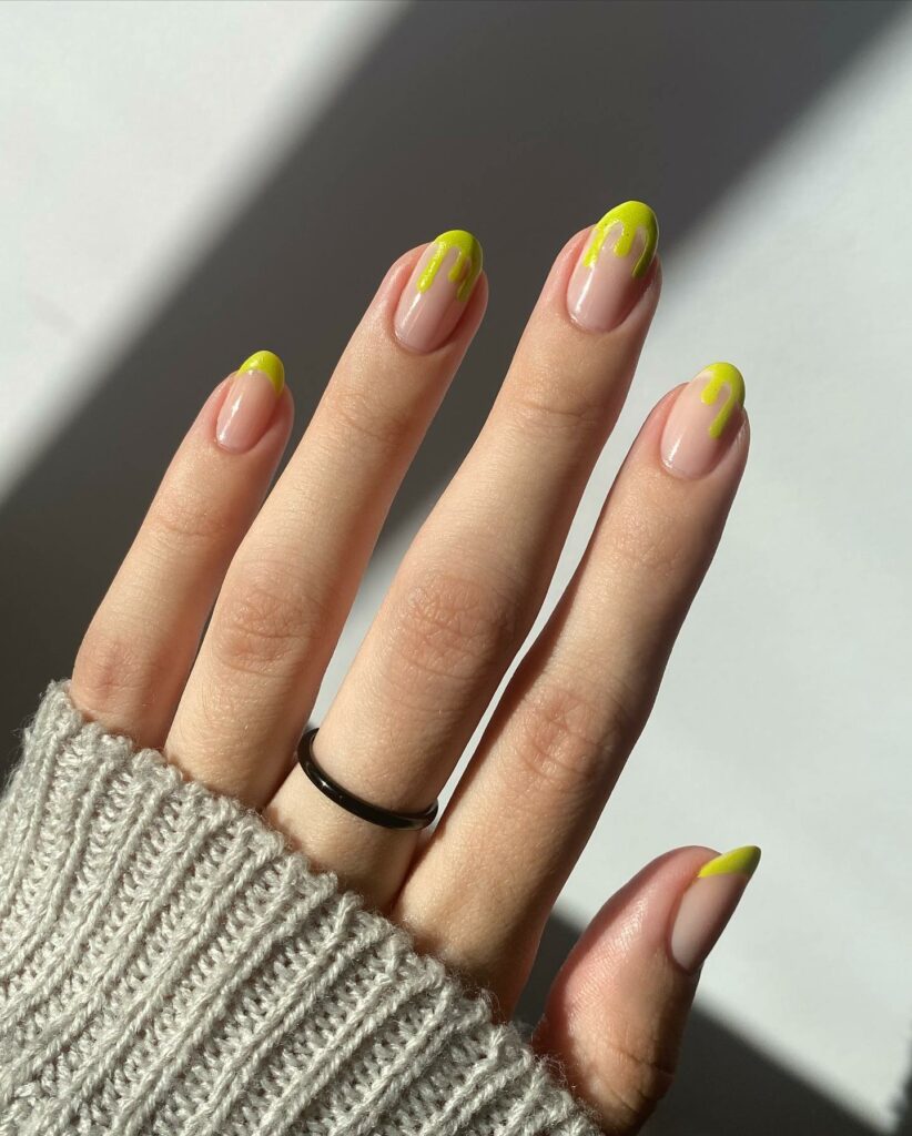 Dripping French Yellow Nails