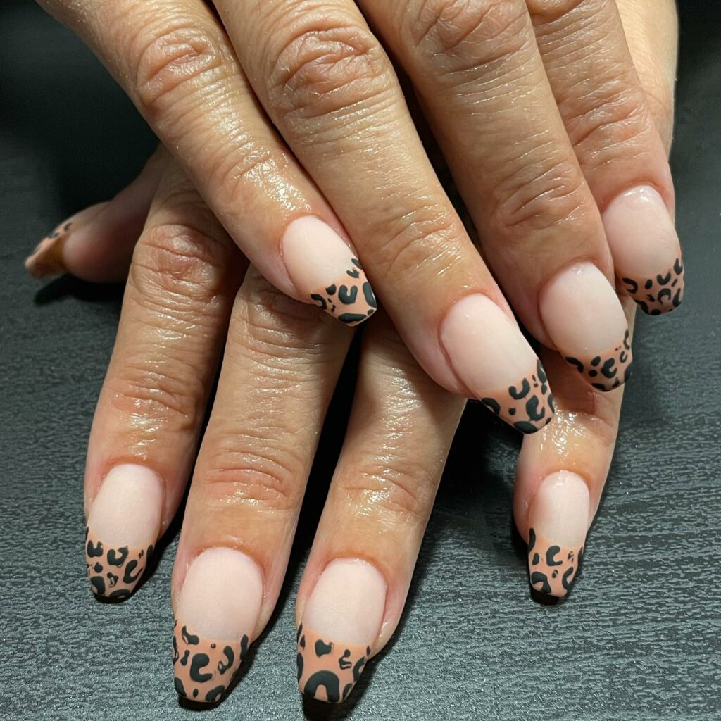 Classic French with a Cheetah Print Nails