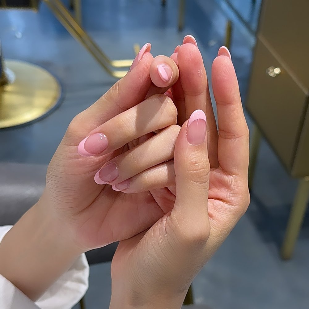 French Tips with Light Pink Base
