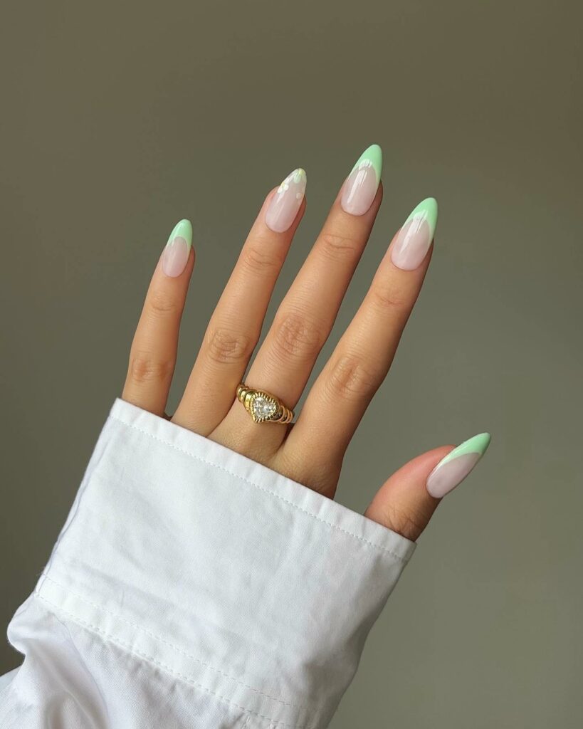 Elegant French Mint Green Nails
