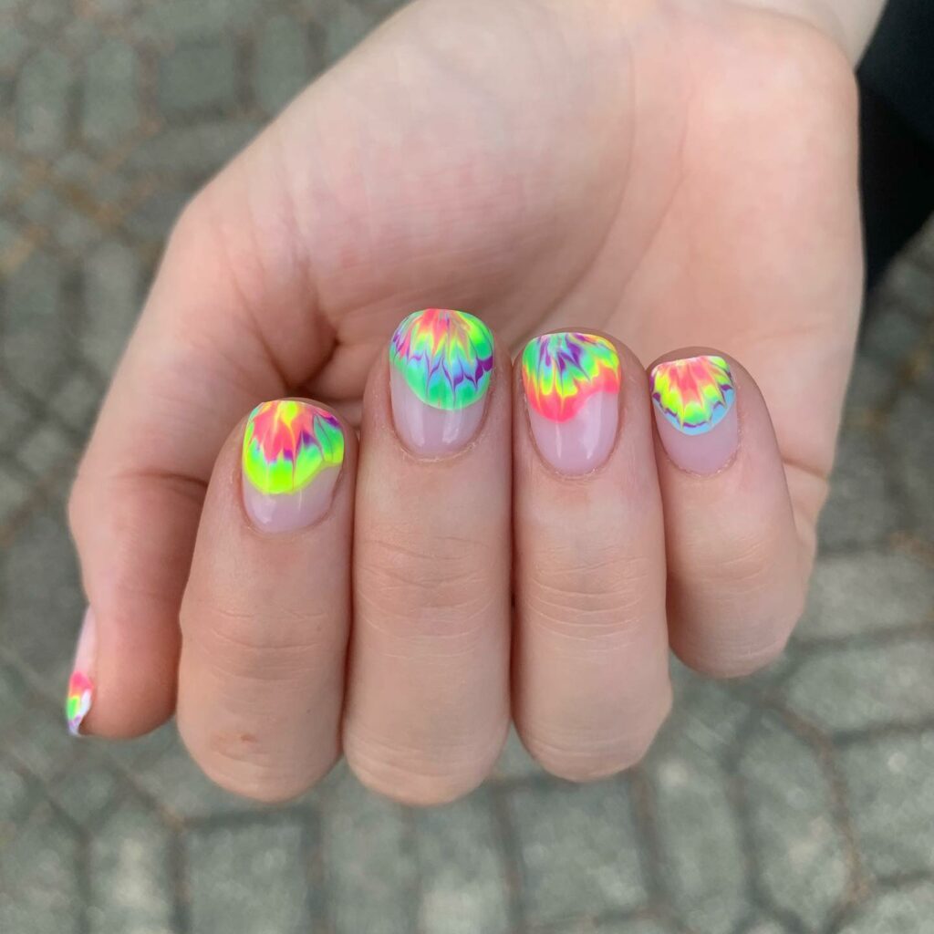 Chic French Tie-Dye Nails