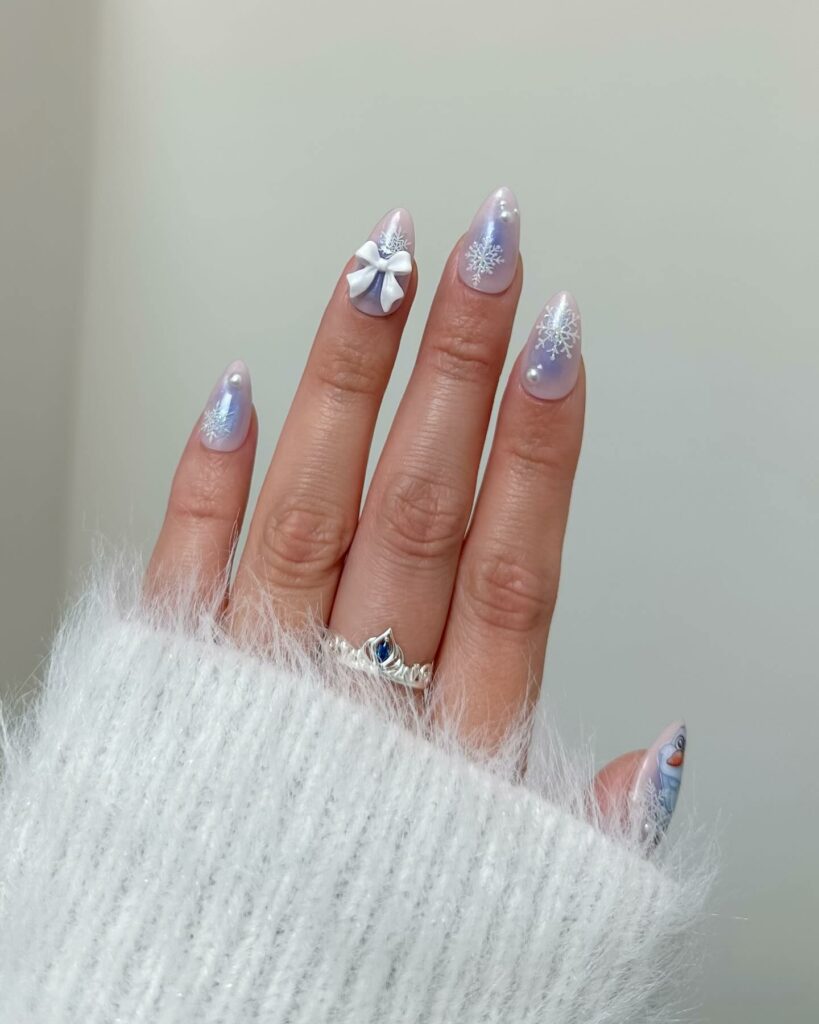 Frozen Inspired Disney Christmas Nails