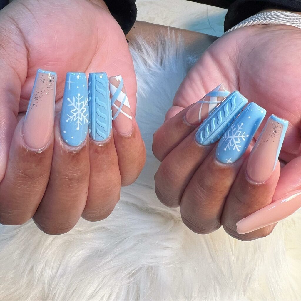 Frozen Inspired Sweater Nails