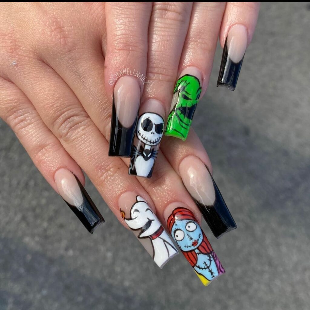 Glossy Nightmare Before Christmas Nails
