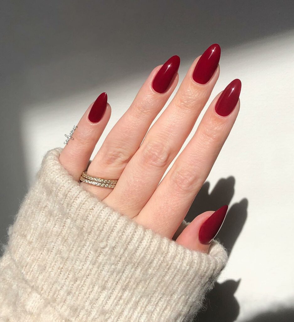 Glossy Classic Red January Nails