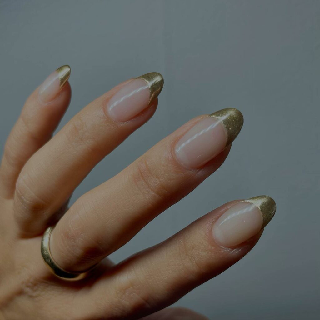 Sophisticated Gold Tips French Nails