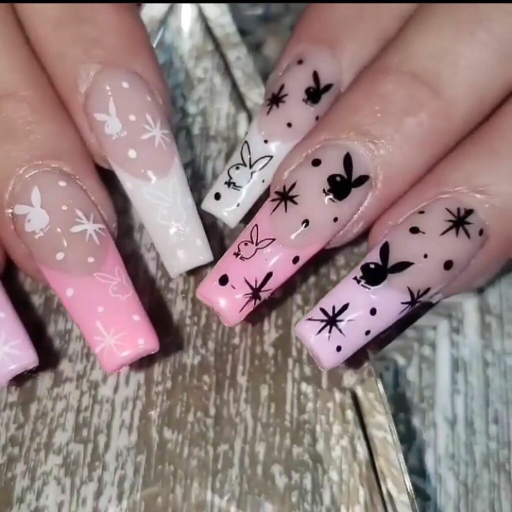 Gradient Clear Playboy Nails