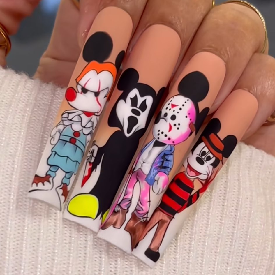 Halloween-Inspired Mickey Mouse Nails