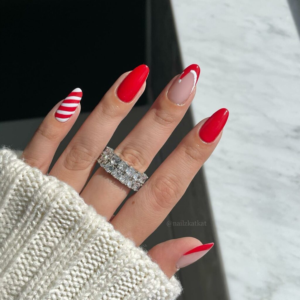 Holiday Cheer with Santa Hat Nails