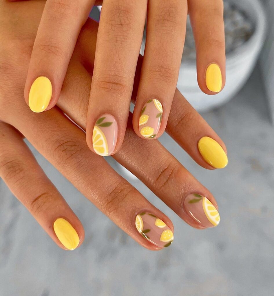 Lemon-Inspired Yellow Nails