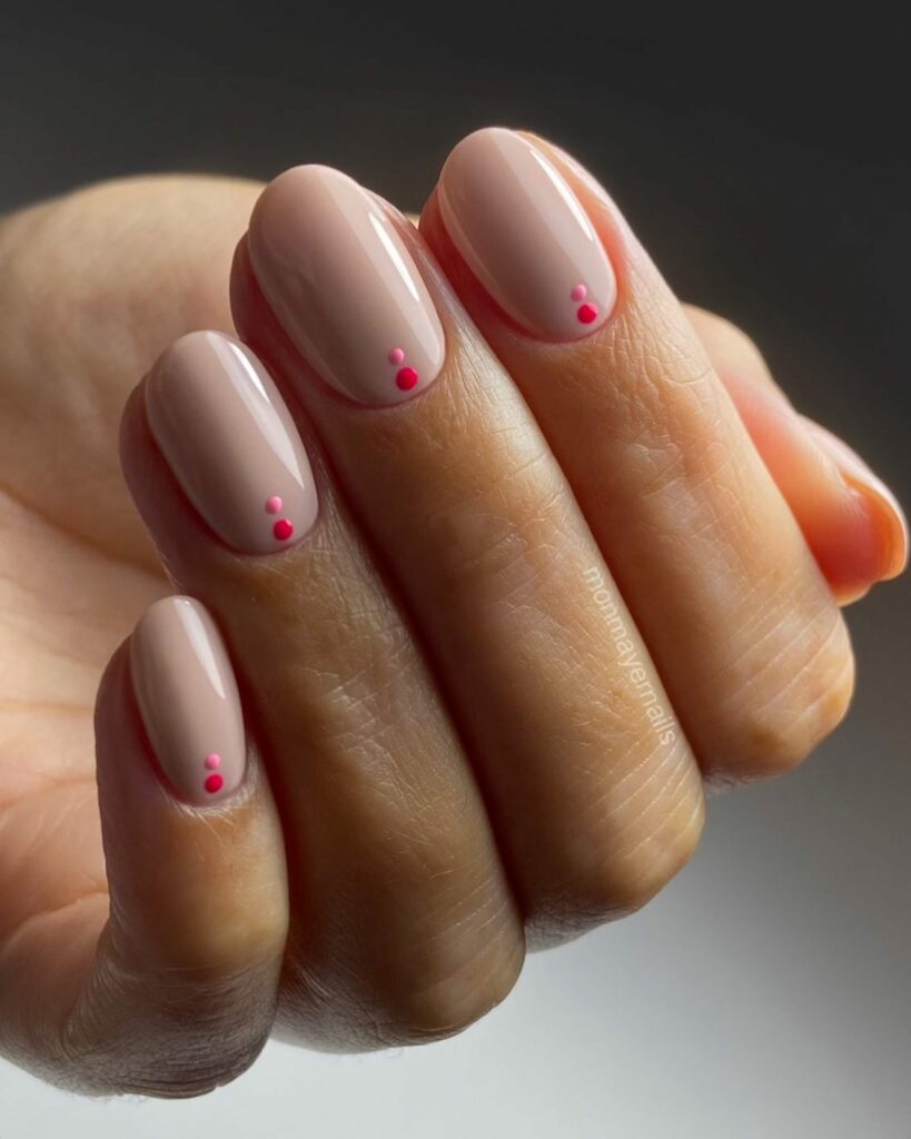 Light Pink Nails with Dot Designs