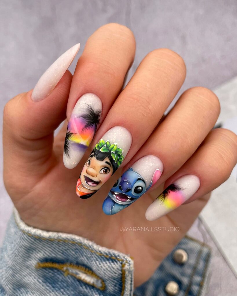 Lilo and Stitch Cartoon Nails
