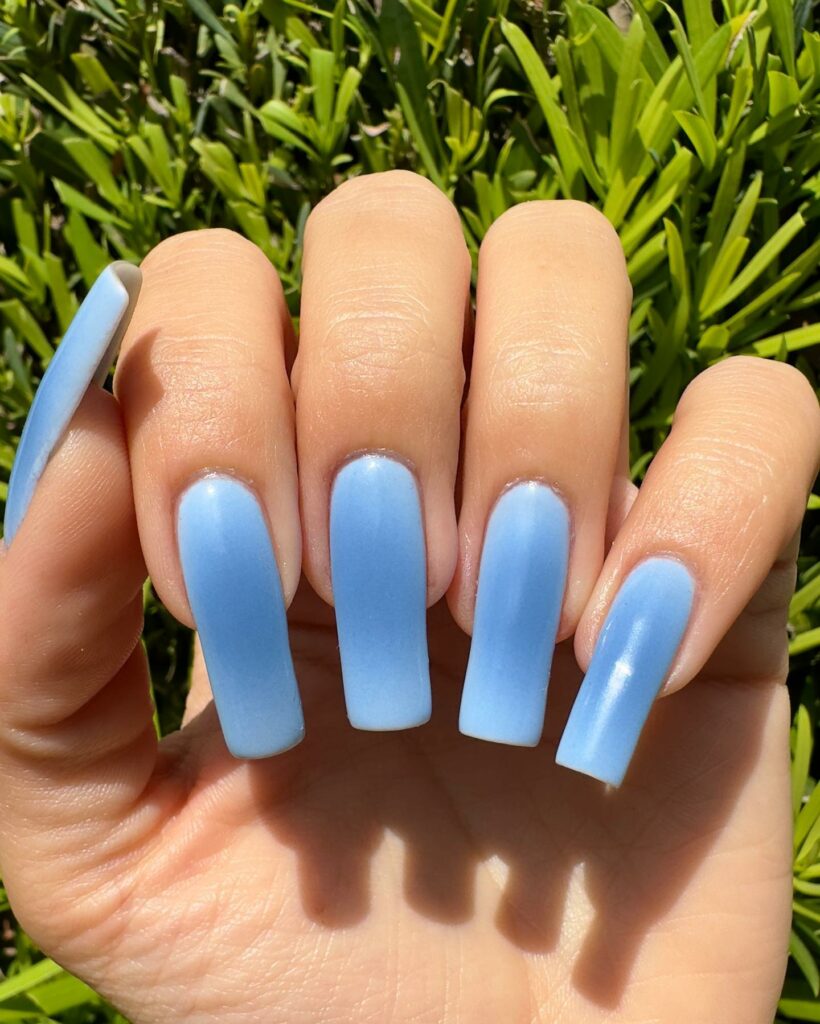 Long Square Cinderella Inspired Blue Nails