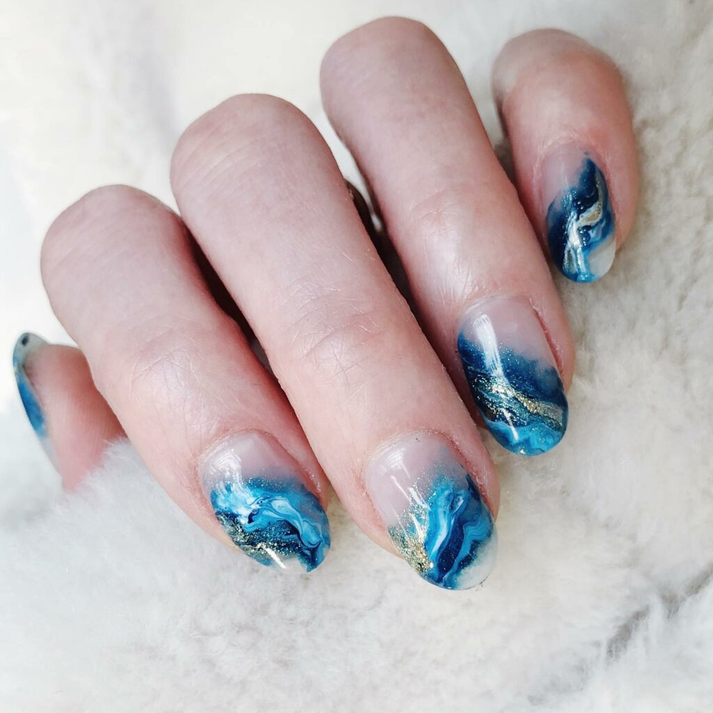 Marble Frozen Inspired Nails