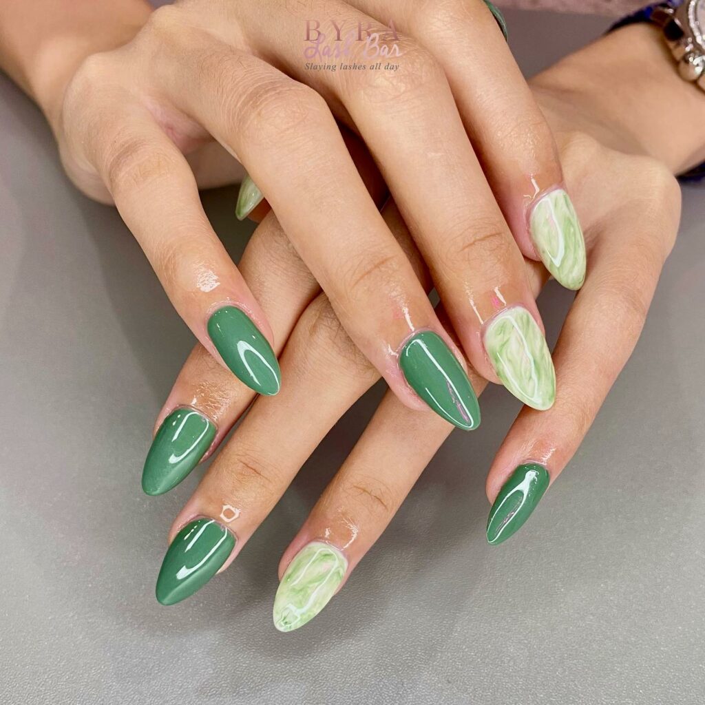 Luxurious Marble Mint Green Nails

