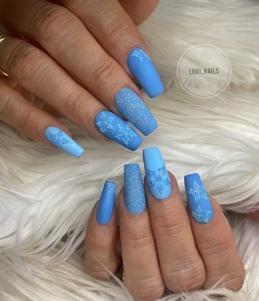 Matte Blue Cinderella-Inspired Nails