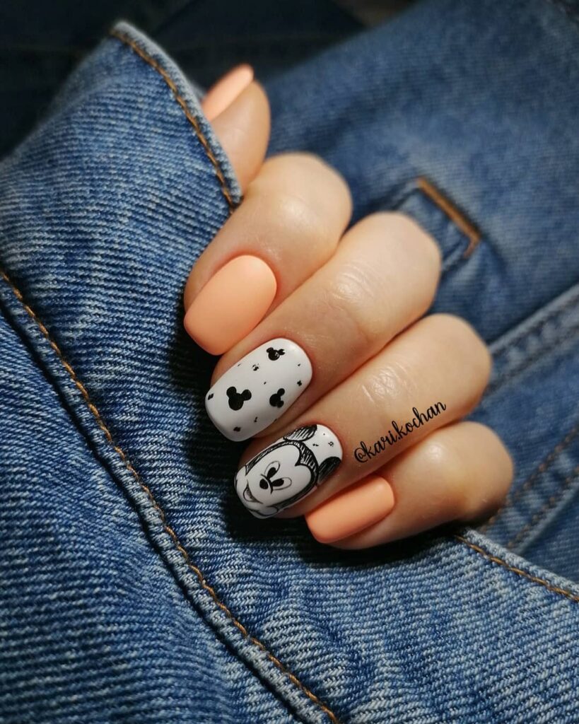 Matte Finish Mickey Mouse Nails