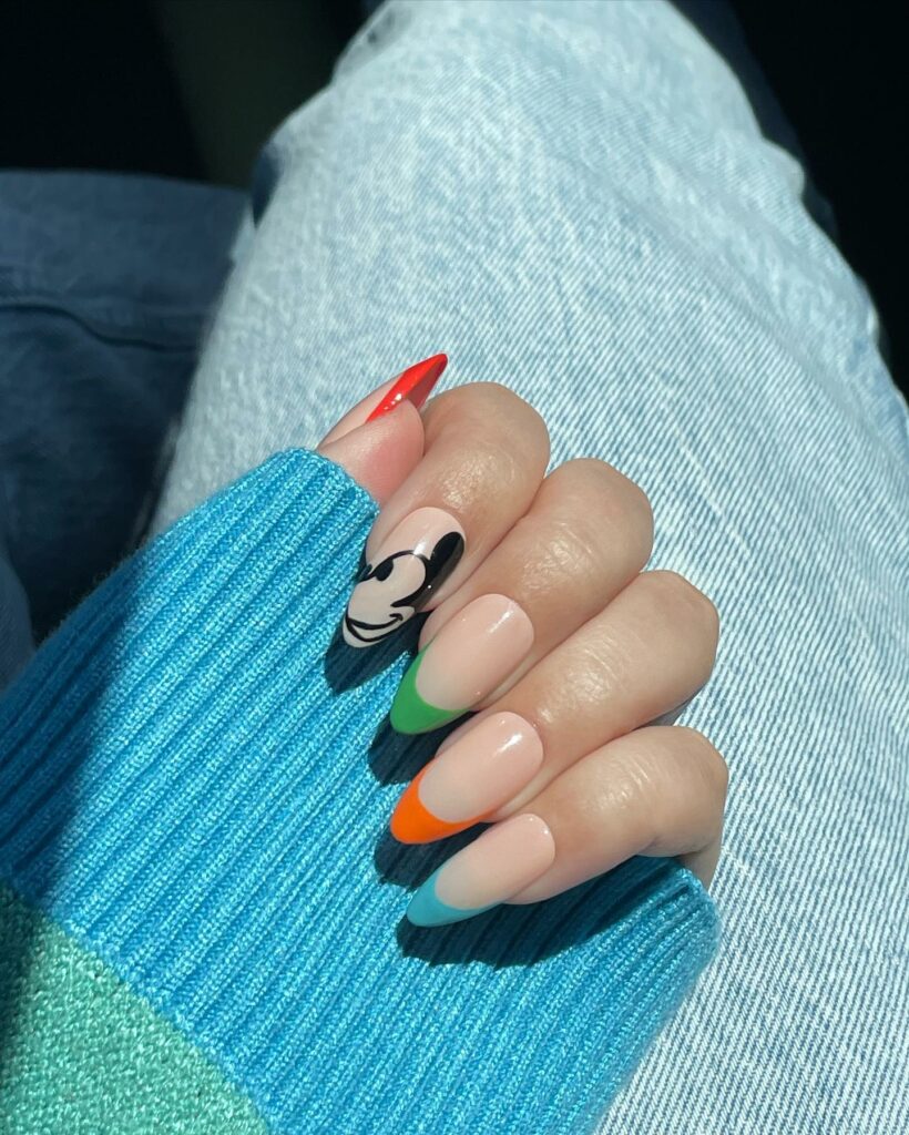 Mickey Mouse Meets Colorblock Nails