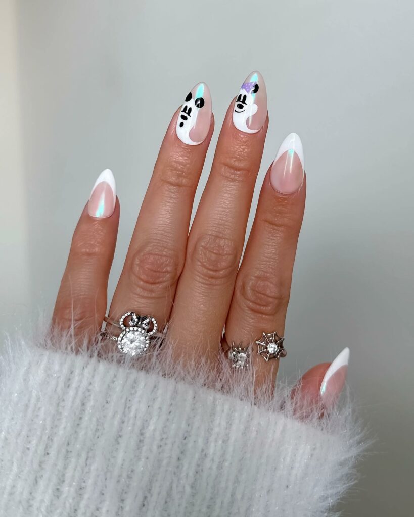Mickey and Minnie Ghosts Disney Nails