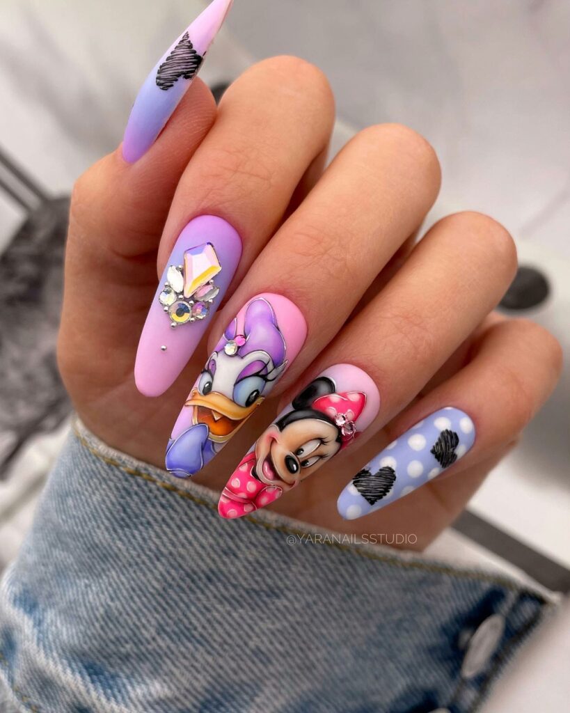 Minnie Mouse and Daisy Duck Disney Nails