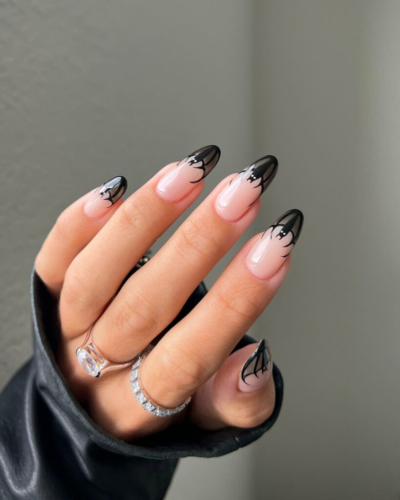 Contemporary Vibes on Black Almond Nails