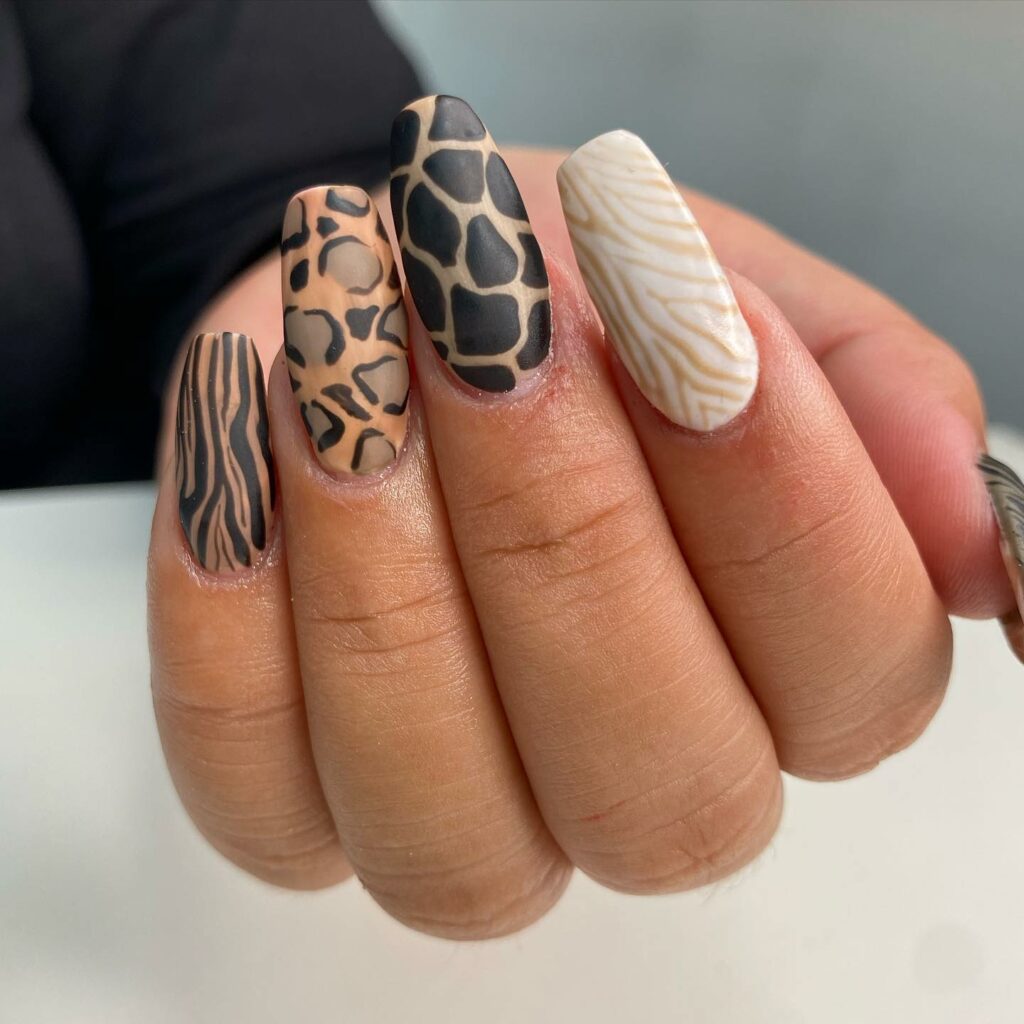 Multi-Textured Cheetah Print Nails