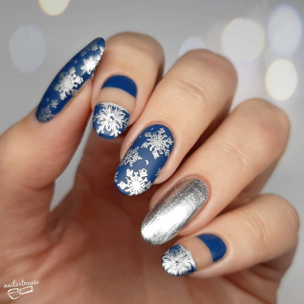 Artful Exposure with Snowflake Patterns Nails

