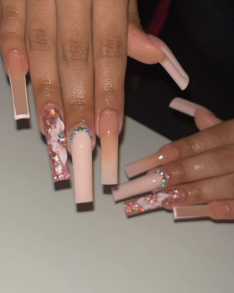Ombre Acrylic Light Pink Nails