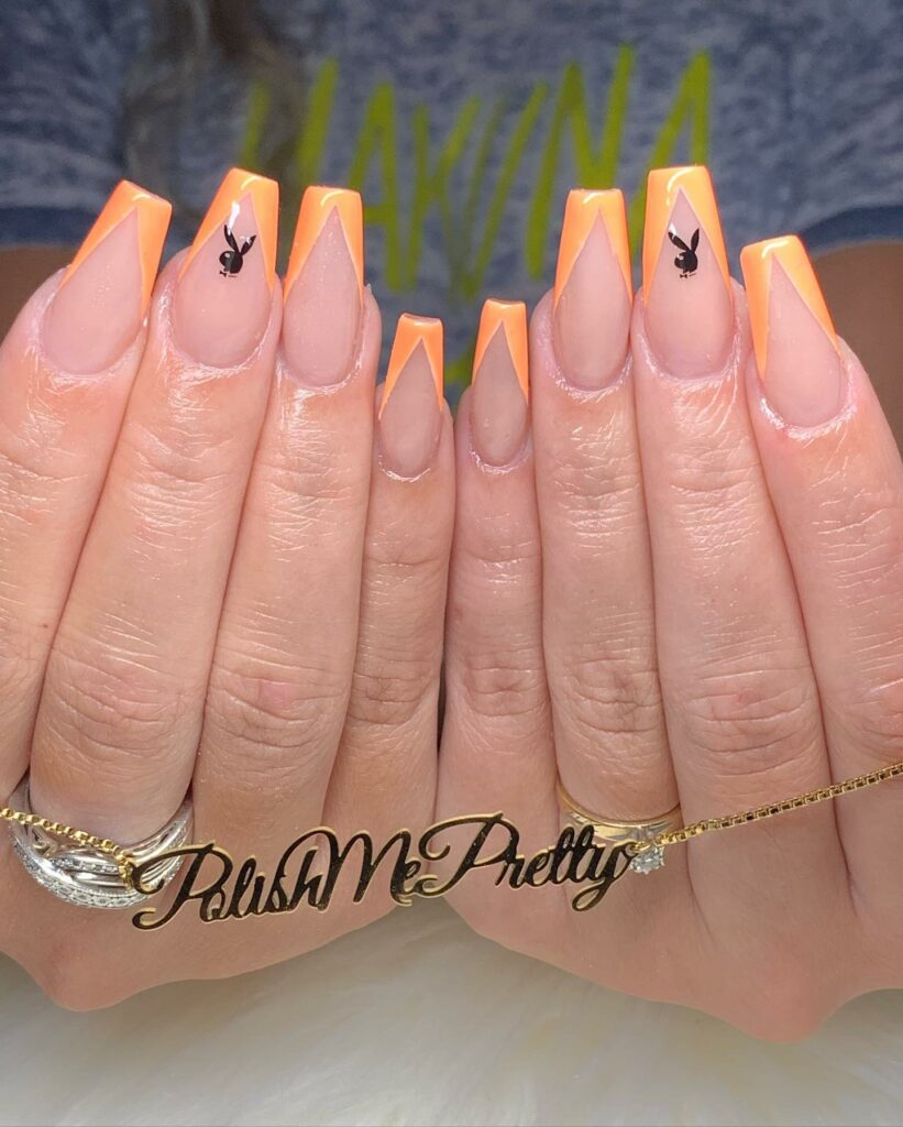Playboy Nails with a Zesty Orange French Manicure