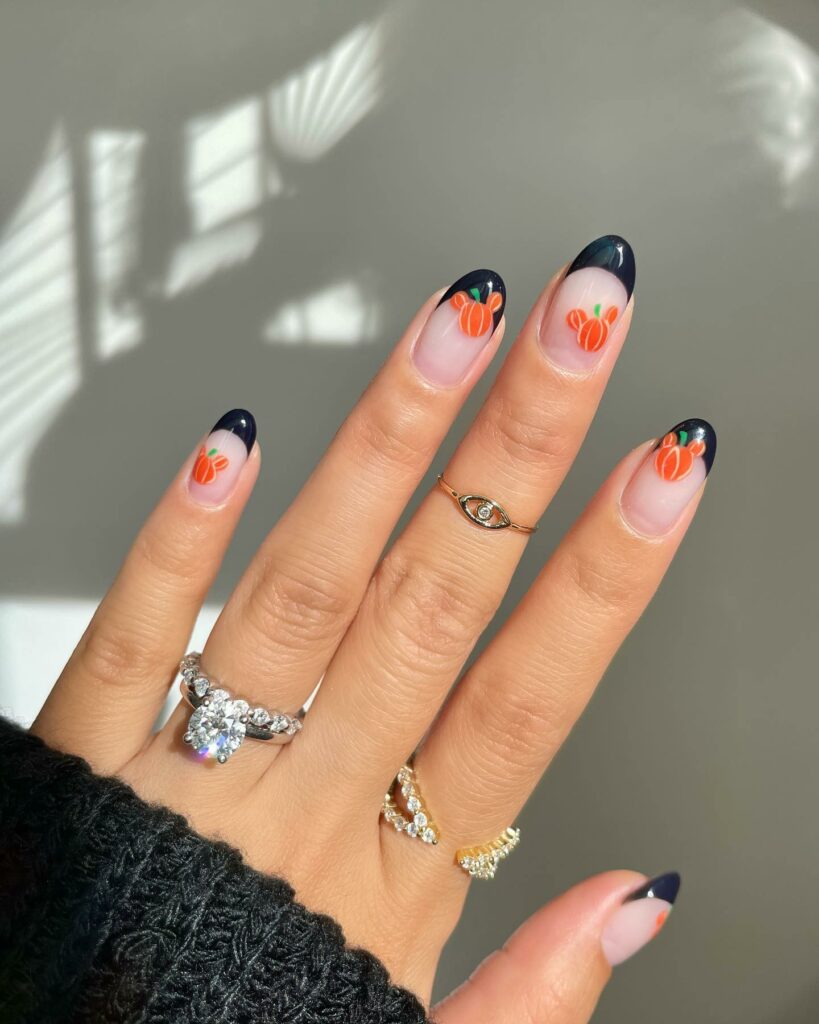 Pumpkin-Inspired Mickey Mouse Nails