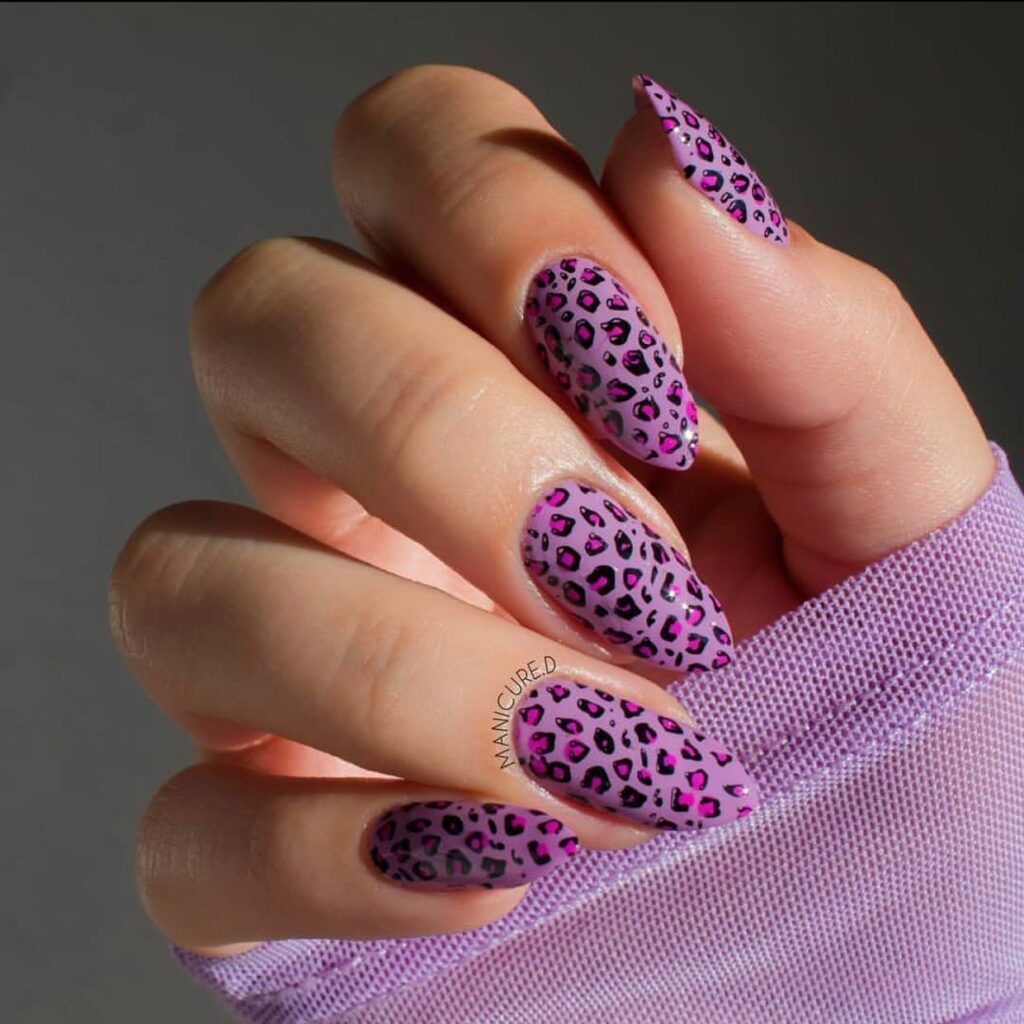 Lavish Purple Hue Cheetah Print Nails