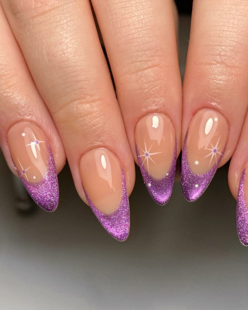 Elegant Purple French Velvet Nails Chic