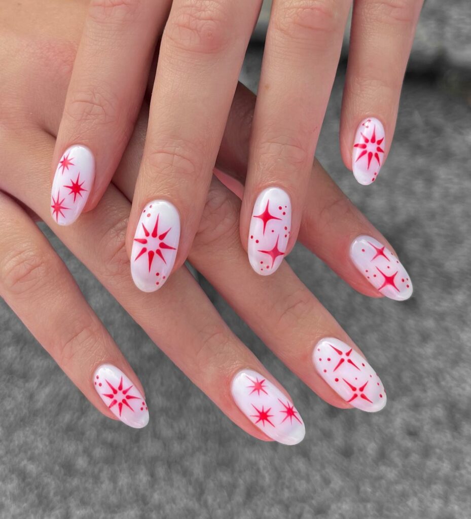 Red Stars on White Nails