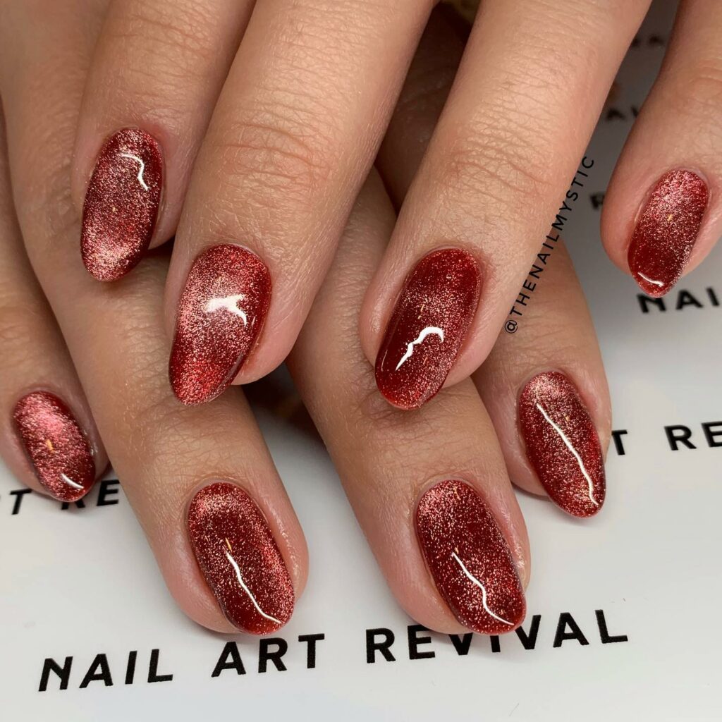 Crimson Red Velvet Nails