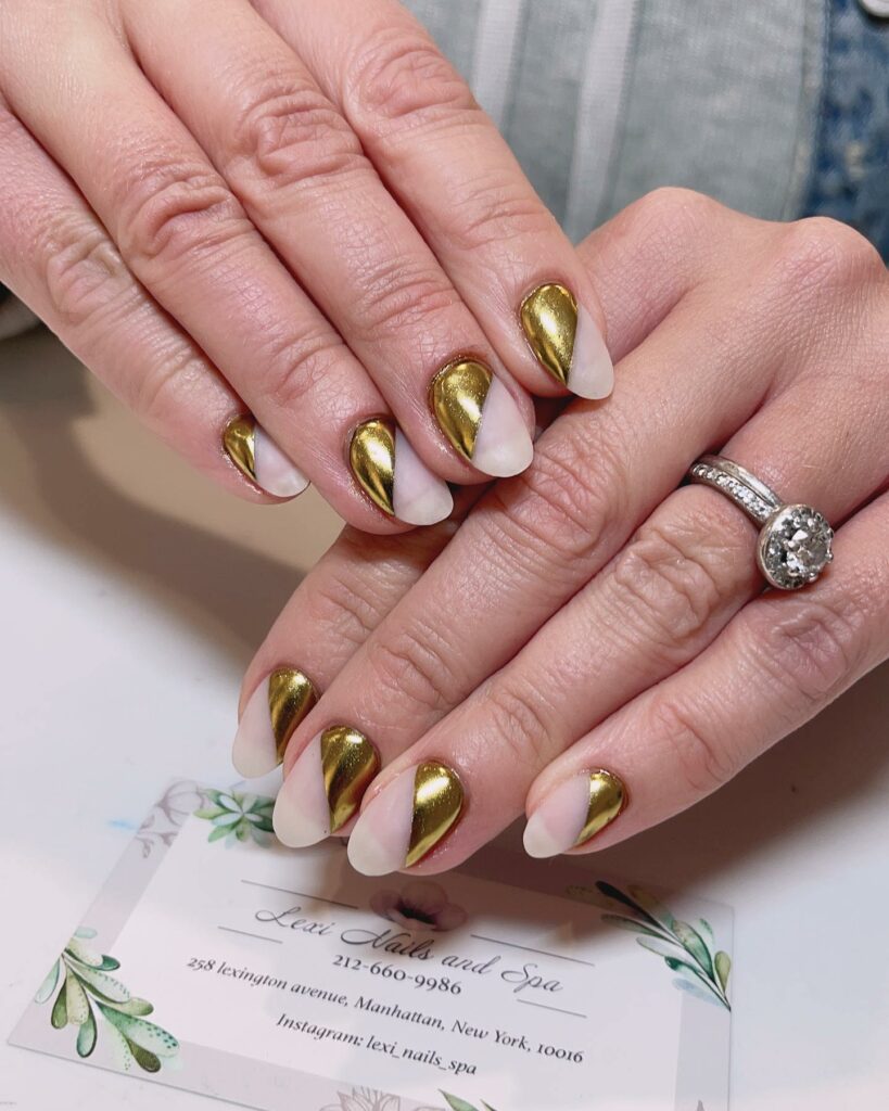 Innovative Reverse Gold French Nails