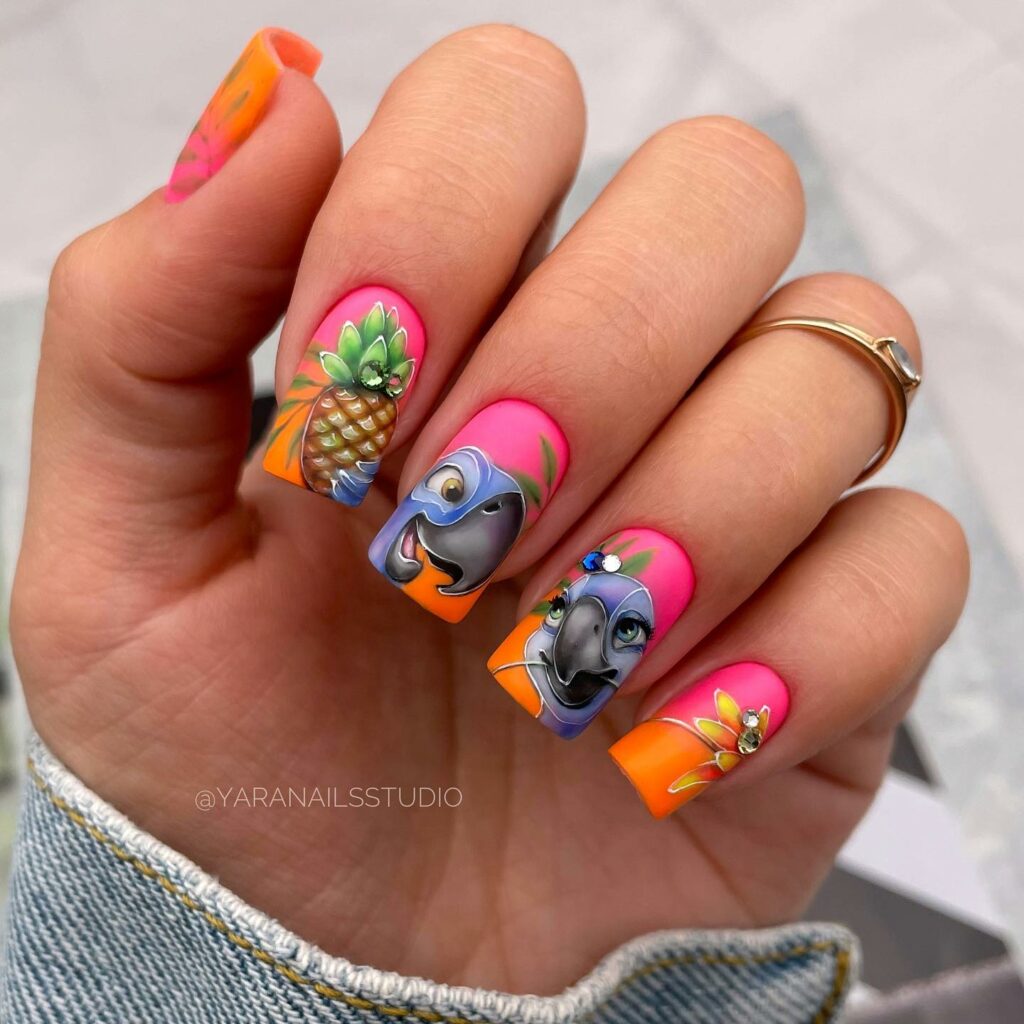 Vibrant Festivities with Rio Cartoon Nails