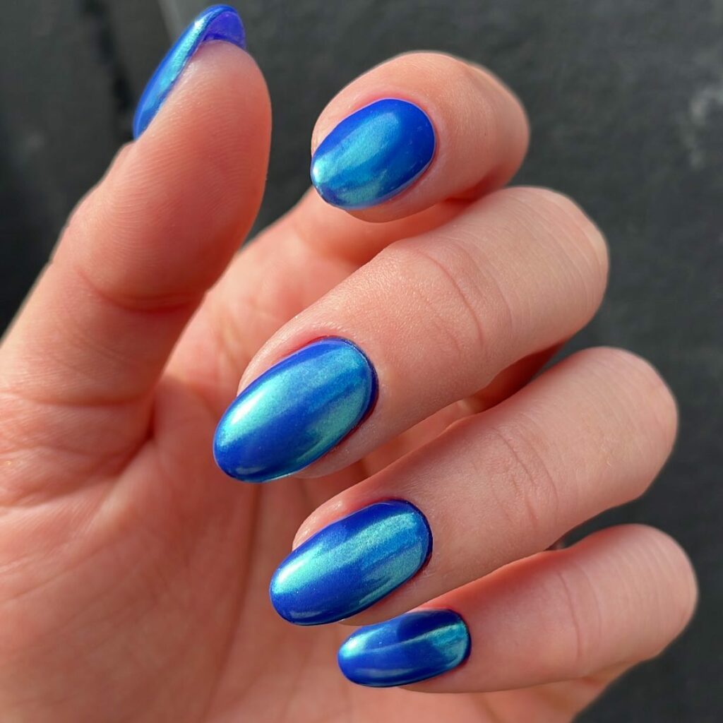 Regal Royal Blue Chrome Nails