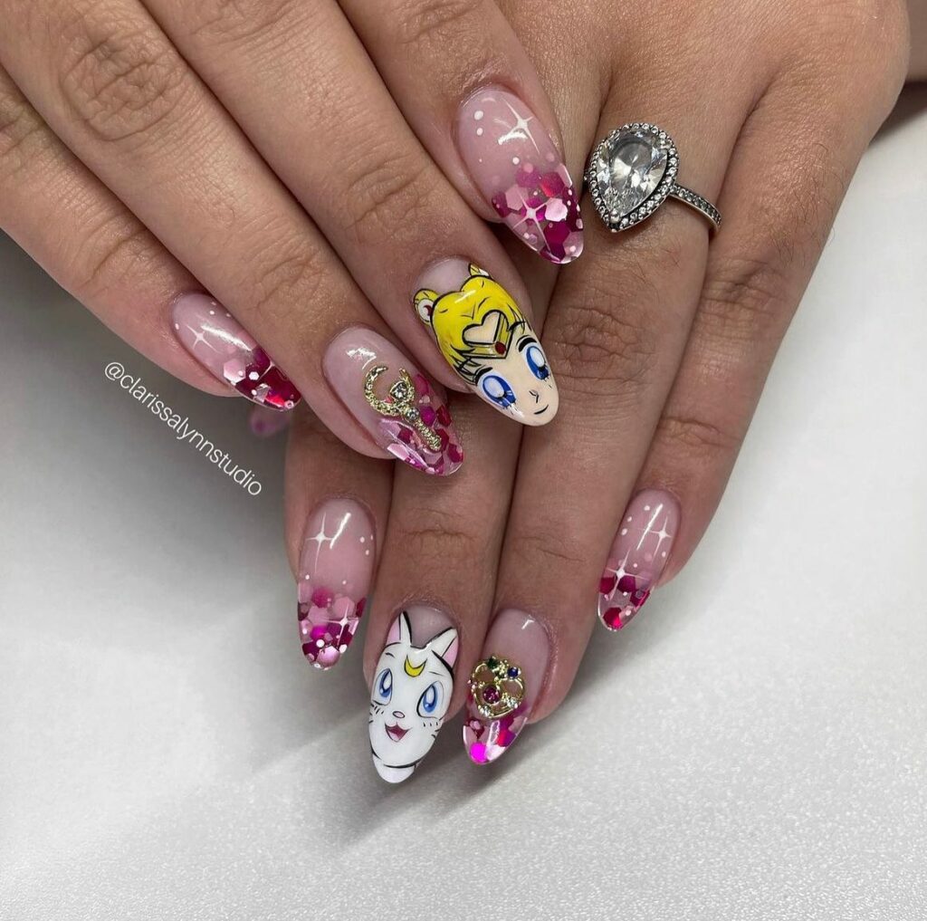 Sailor Moon Cartoon Nails
