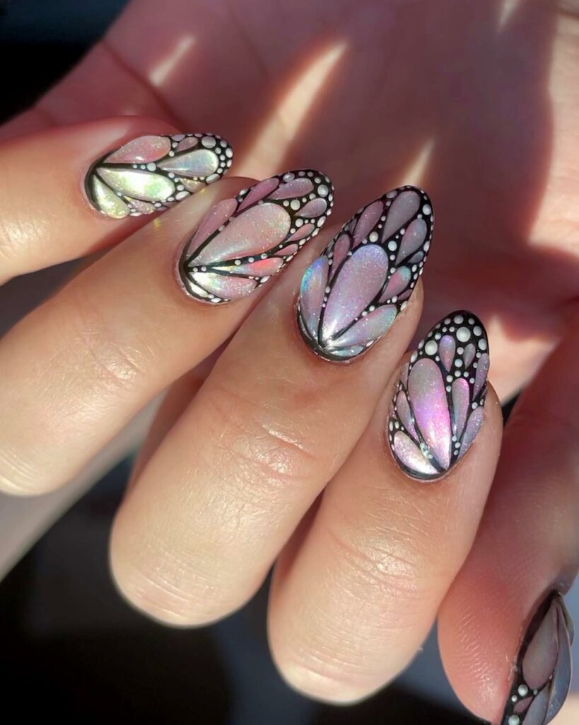 Shimmering Butterfly Wing Nails