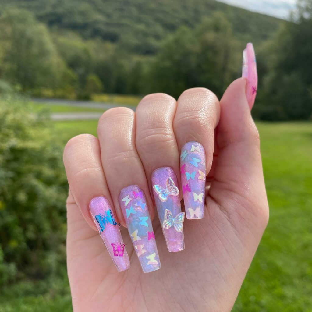 Shimmery Butterfly Nails