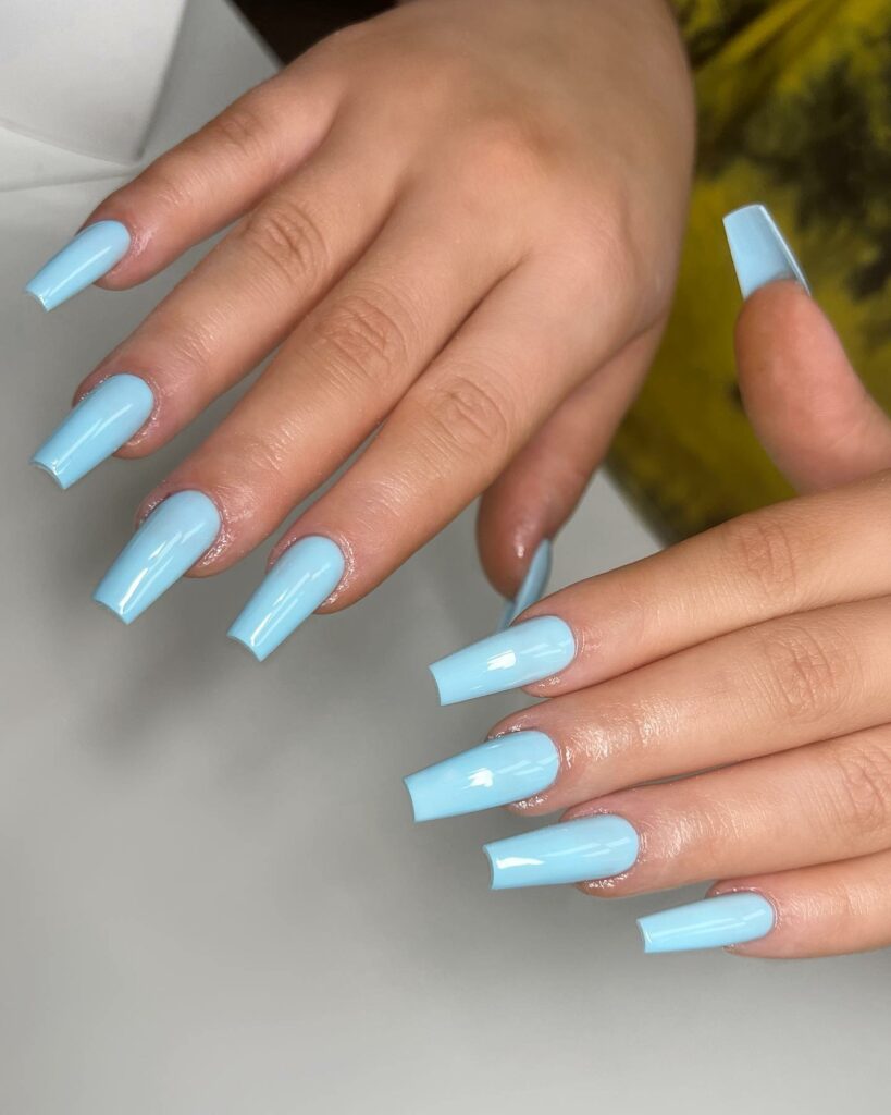 Sky Blue Coffin Nails