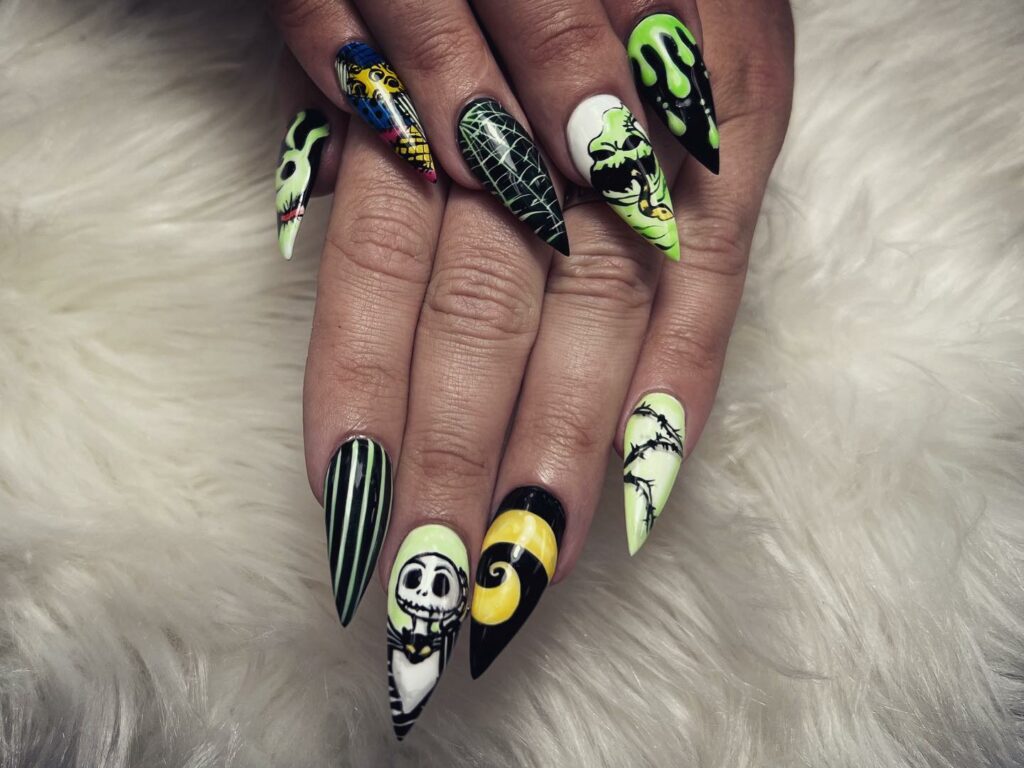 Spooky Nightmare Before Christmas Nails