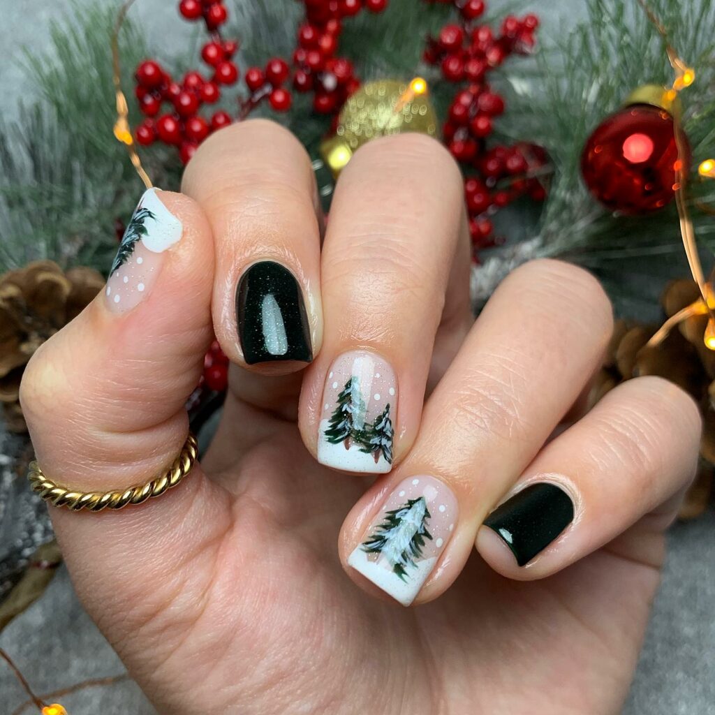 Square Christmas Tree Nails