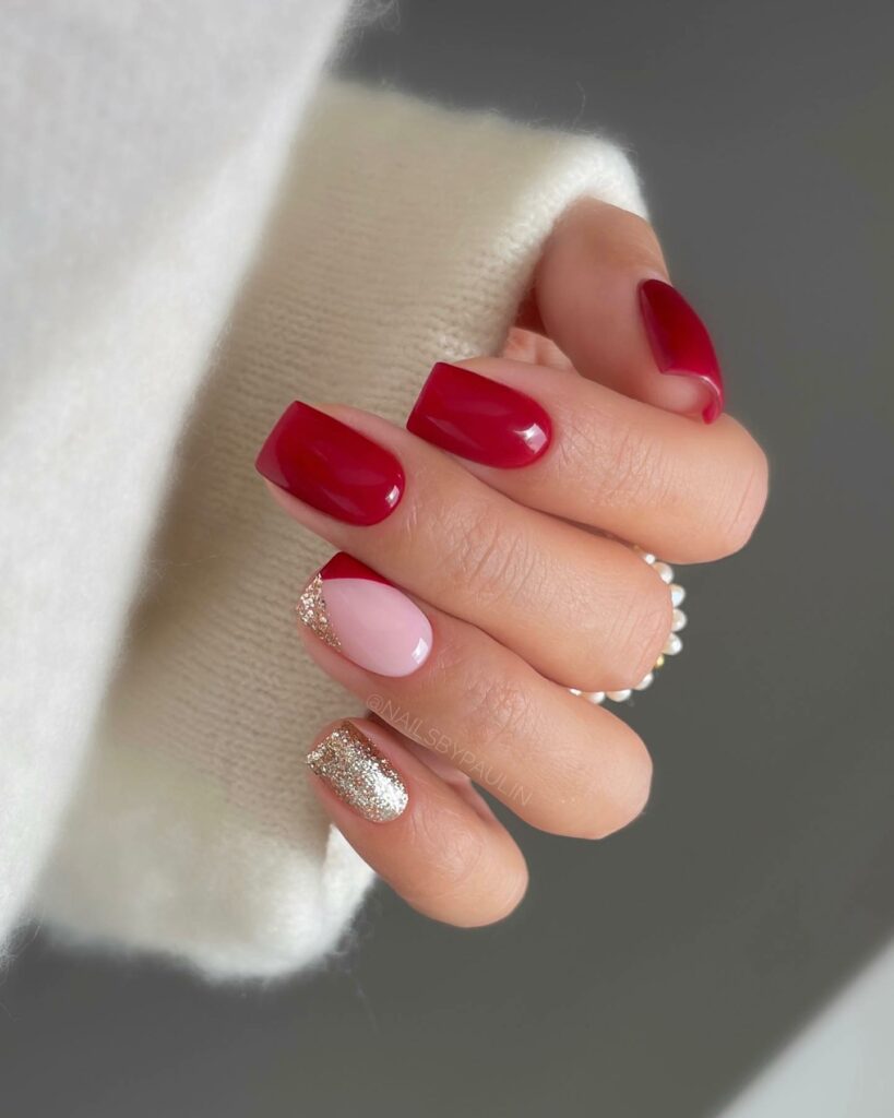 Square Shaped Nails with Bold Glitter