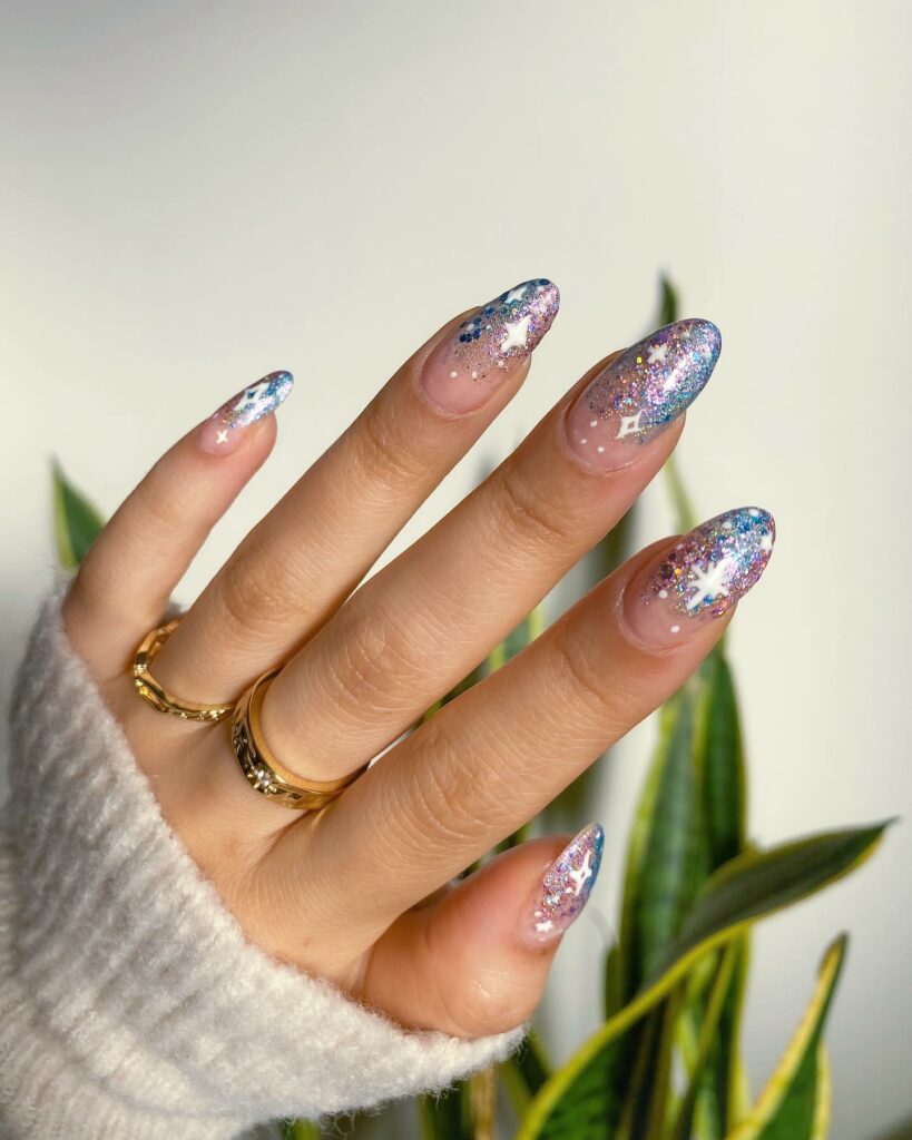 Starry Sky Glitter Nails