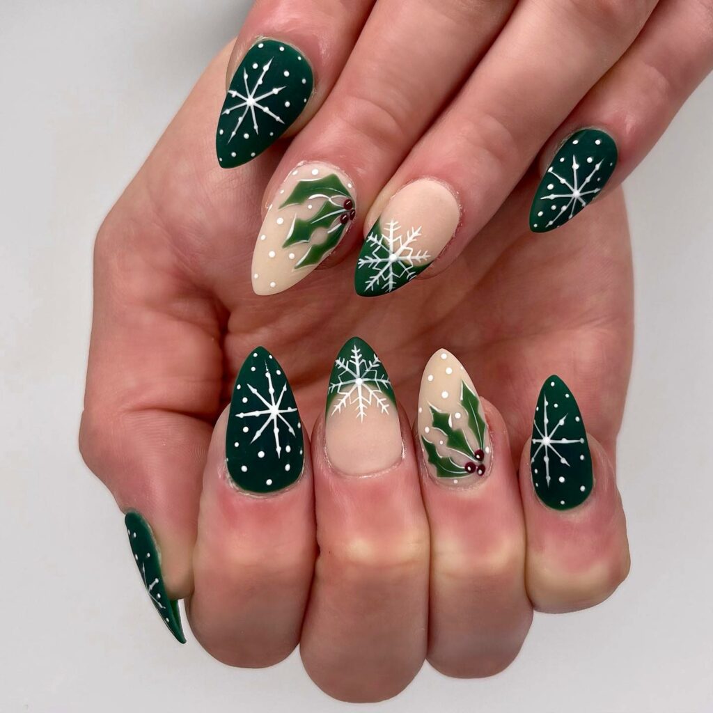 Sharp Stiletto Green Christmas Nails