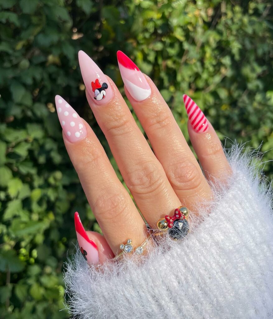 Stiletto Pink Minnie Mouse Disney Nails